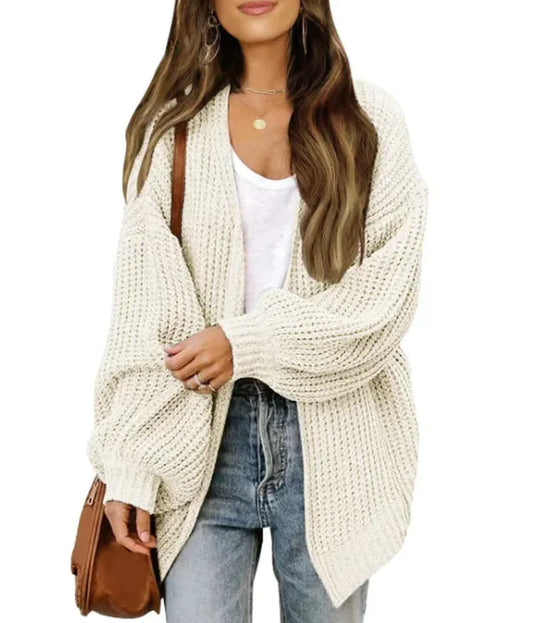 #C- Loose Retro Sweater Coat Women's Mid-length Knitted Cardigan - Swamp's Store