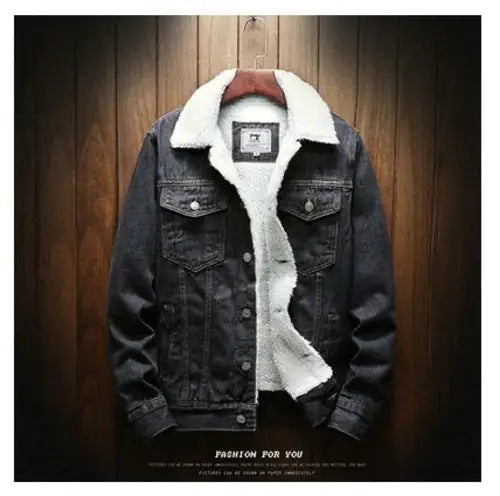 #995- Men Light Blue Winter Jean Jackets Outerwear Warm Denim Coats New Men - Swamp's Store