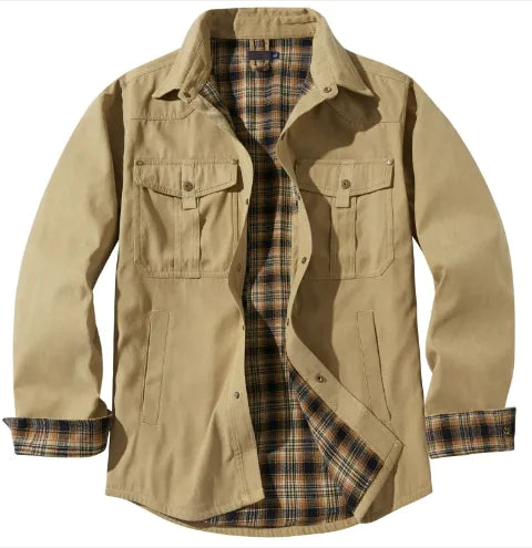 AM- Plaid Flannel Casual Jacket - Swamp's Store