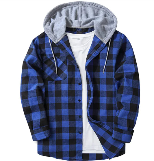 #999- Plaid Hood Casual Shirt - Swamp's Store